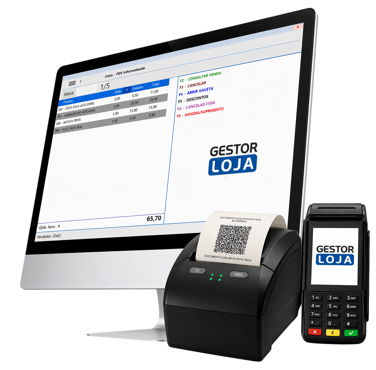 Tela do sistema Gestor Loja em um computador